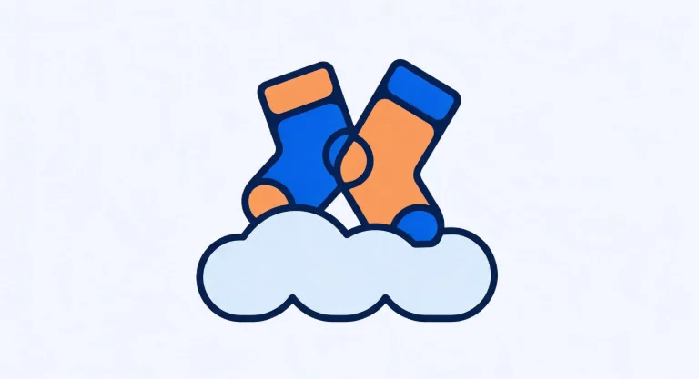 Just My Socks 说明页 主题插画：网络连接与线路意象，第三方页面配图